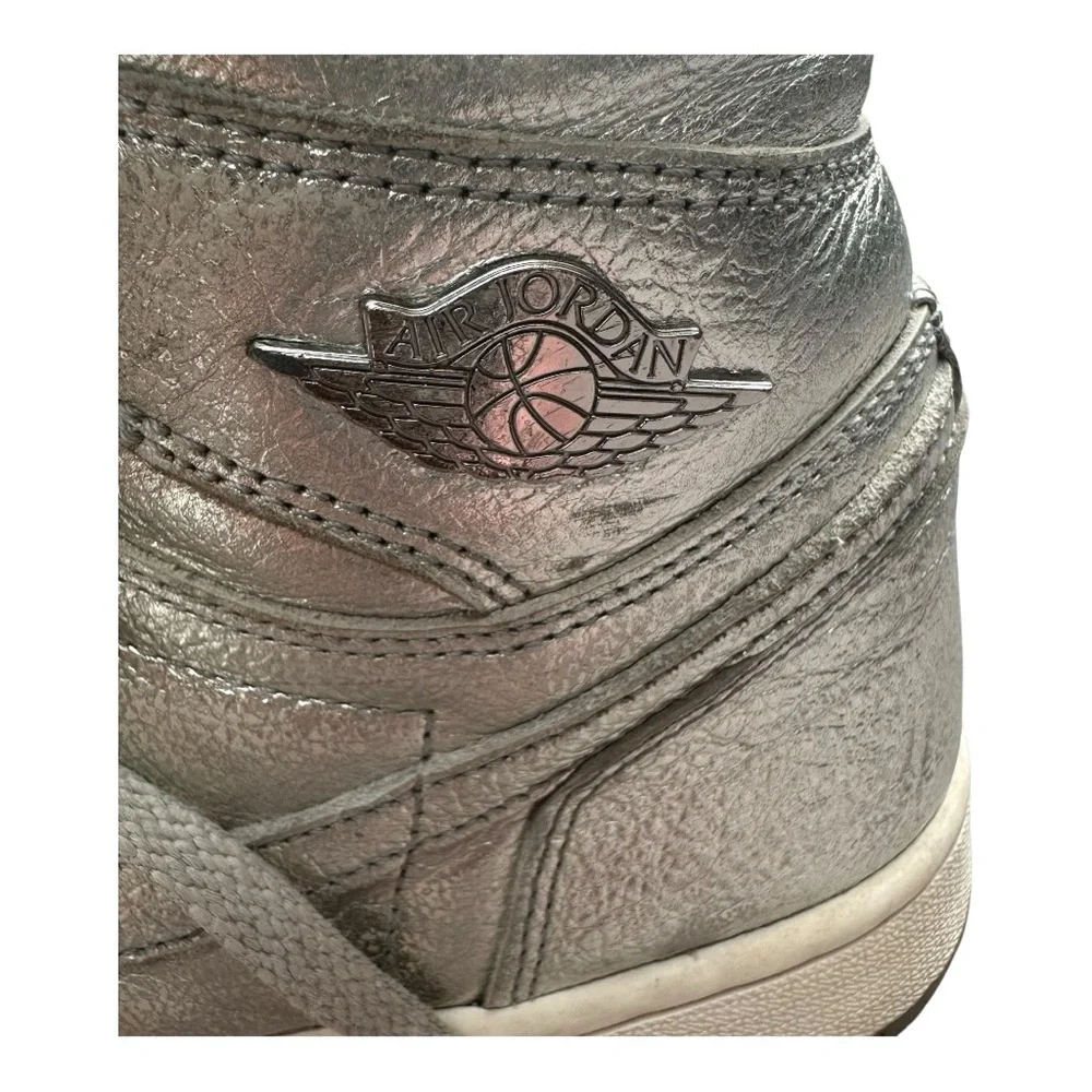 Nike Air‎ Jordan 1 High Top Silver Metallic Fashion Sneakers Shoes